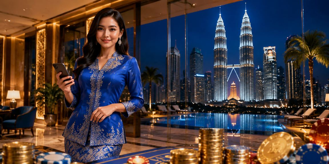 Pengguna Kuala Lumpur dalam baju kurung membuat deposit untuk bonus selamat datang padubet